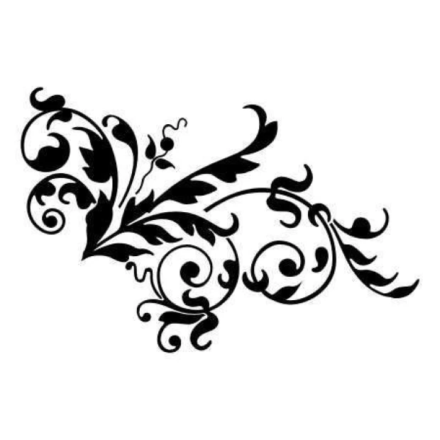 Naklejka 03X 23 floral 1869 - Wzór graficzny. Zawiera czarne, stylizowane liście i spirale