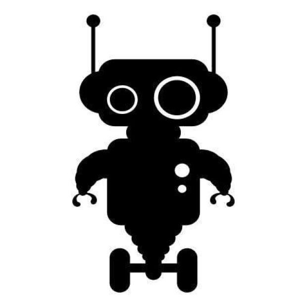 Naklejka robocik 03X 09 1847 - Wzór graficzny. Grafika przedstawia robota z dużymi oczami, antenkami i kółkami