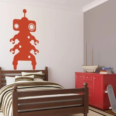 Naklejka robot 03X 12 1848 - Aranżacja w sypialni. Ściany w odcieniu szaro-beżowym, meble w kolorze brązowym