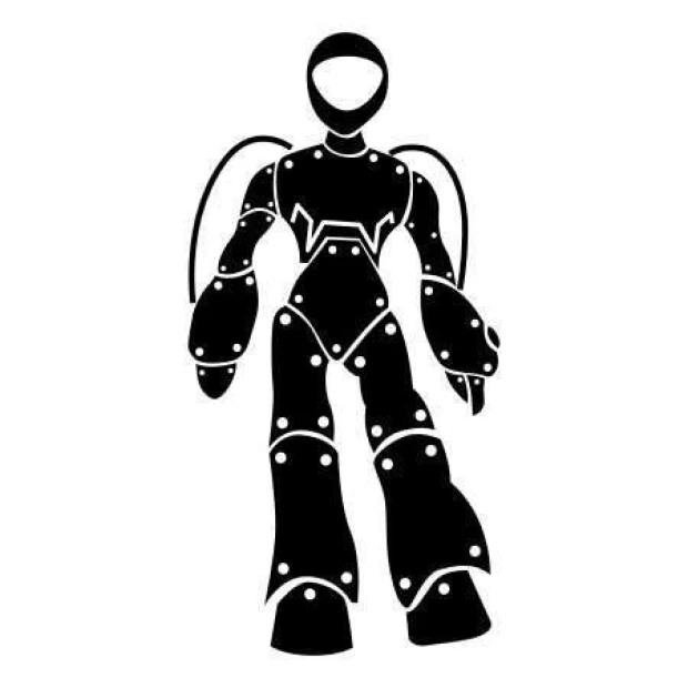 Naklejka 03X 12 robot 1850 - Wzór graficzny. Postać robota z dużymi rękami i nogami, w kolorze czarnym z elementami