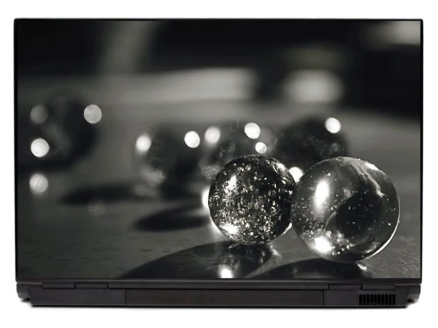 Naklejka na laptopa kula P166 - Wzór graficzny. Grafika przedstawia kuliste obiekty w odcieniach szarości