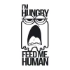 Szablon malarski 02X 01 i am hungry feed me human 1911 - Wzór graficzny. Grafika przedstawia duże, wykrzywione usta i oczy