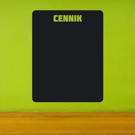 Naklejka kredowa cennik 081 - Aranżacja w pokoju z zieloną ścianą. Ściana jest jasna, a podłoga drewniana