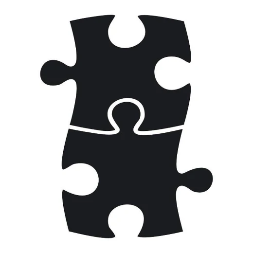 Naklejka kredowa w kształcie dwóch połączonych puzzli pokazana na białym tle