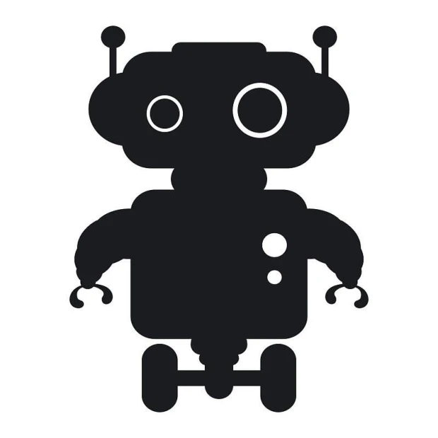 Naklejka kredowa robot 092 - Wzór graficzny. Robot z dużymi oczami, okrągłym ciałem i ruchomymi ramionami