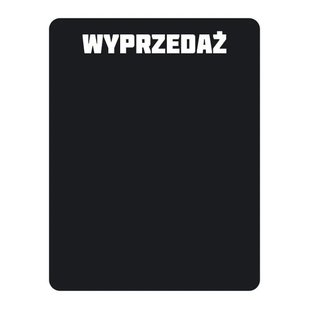 Naklejka kredowa wyprzedaż 082 - Wzór graficzny. Czarny prostokąt z białym napisem WYPRZEDAŻ na górze