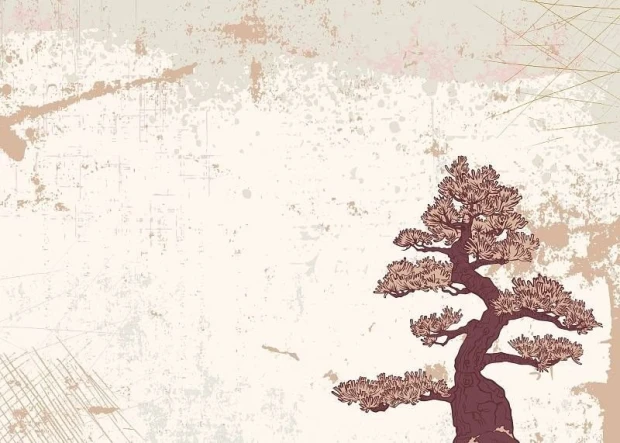 Tablica suchościeralna magnetyczna z nadrukiem drzewa bonsai na teksturowanym tle na białym tle