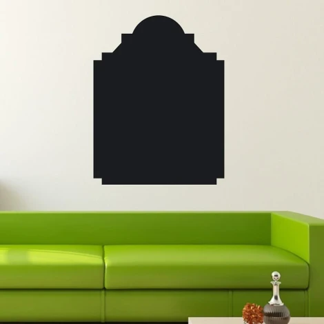 Naklejka kredowa menu 128 - Aranżacja w salonie. Ściana w jasnym kolorze, zielona kanapa w nowoczesnym stylu