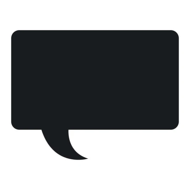 Naklejka kredowa w kształcie prostokątnego dymka dialogowego pokazana na białym tle