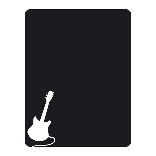 Naklejka kredowa gitara 159 - Wzór graficzny. Na czarnym tle znajduje się biała sylwetka gitary elektrycznej