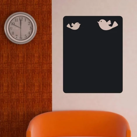 Naklejka kredowa ptaszki 162 - Wzór graficzny. Dwa ptaszki w górnej części na czarnym tle