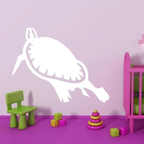 Tablica suchościeralna żółw morski 136 - Aranżacja w pokoju dziecięcym. Ściany w kolorze różowym, meble w odcieniach zieleni