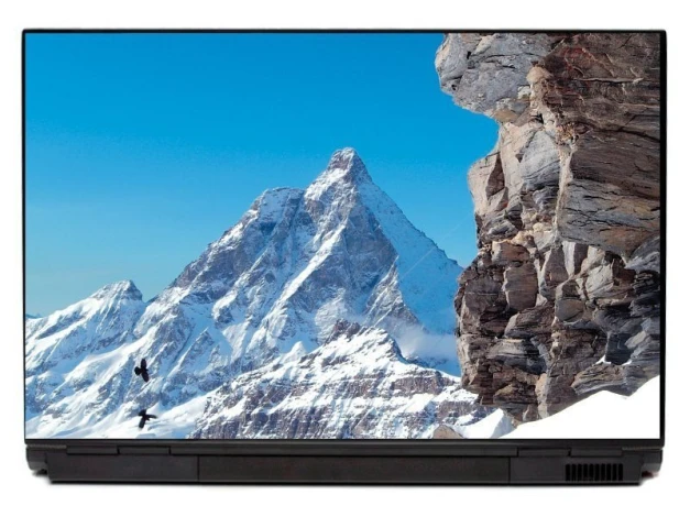 Naklejka na laptopa Matterhorn P380 - Wzór graficzny. Góra o charakterystycznym kształcie, otoczona śniegiem i skałami