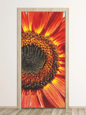 Fototapeta na drzwi kwiat P25 - Wzór graficzny. Duży, okrągły kwiat w odcieniach czerwieni i pomarańczy