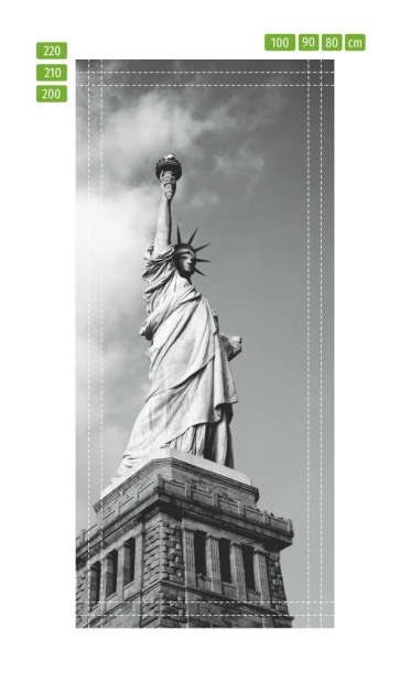 Fototapeta na drzwi Statua Wolności P34 - Wzór graficzny. Grafika przedstawia Statuę Wolności w monochromatycznym stylu