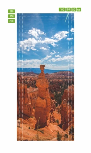Fototapeta na drzwi z motywem kanionu Yellowstone w formie infografiki z liniami cięcia i wymiarami