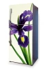 Okleina na lodówkę naklejka Irys P63 - Wzór graficzny. Kwiat irysa w odcieniach fioletu i zieleni na jasnym tle