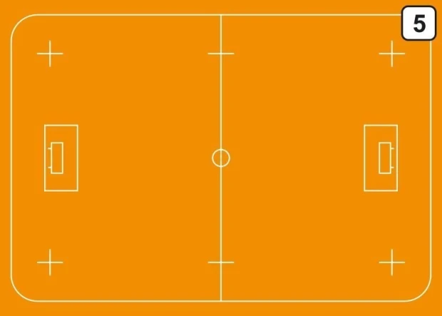 Tablica suchościeralna trenerska taktyczna 184 unihokej - Wzór graficzny. Grafika przedstawia boisko w kolorze pomarańczowym