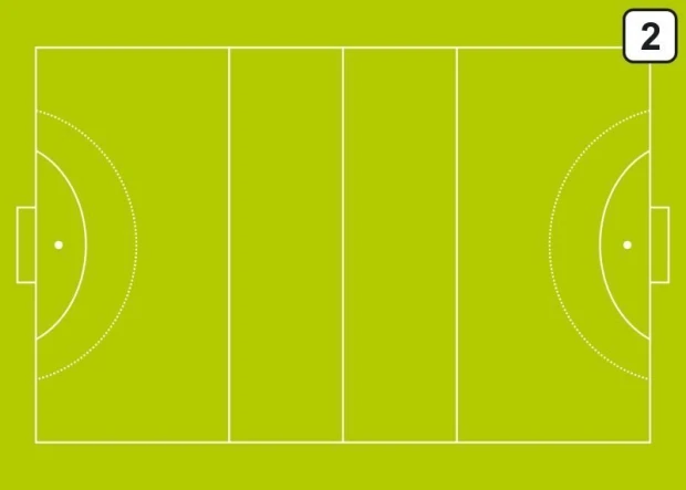 Tablica trenerska taktyczna 185 suchościeralna hokej na trawie - Wzór graficzny. Zielone tło z białymi liniami boiska