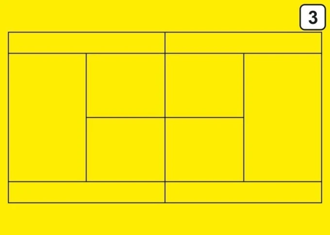 Tablica trenerska taktyczna suchościeralna 180 tenis ziemny - Wzór graficzny. Żółte tło z prostokątami i liniami