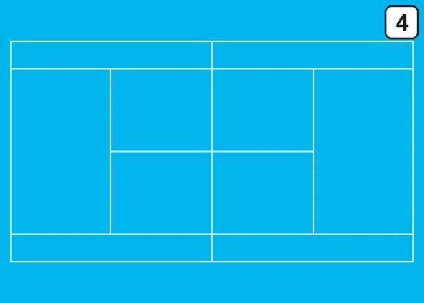 Tablica trenerska taktyczna suchościeralna 180 tenis ziemny - Wzór graficzny. Niebieskie tło z białymi liniami tworzącymi