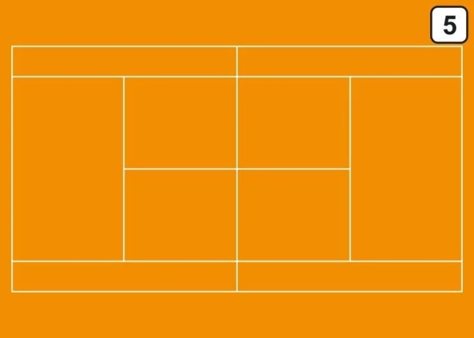 Tablica trenerska taktyczna suchościeralna 180 tenis ziemny - Wzór graficzny. Prosta grafika z podziałem na pola w kolorze