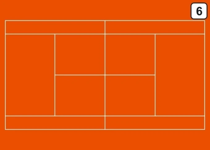 Tablica trenerska taktyczna suchościeralna 180 tenis ziemny - Wzór graficzny. Prosta grafika z podziałem na pola w kolorze