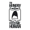 Naklejka 03X 01 i am hungry feed me human 1911 - Wzór graficzny. Grafika przedstawia twarz z dużymi oczami i otwartą buzią