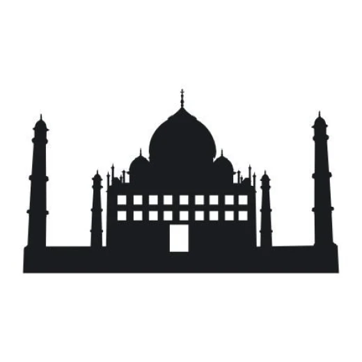 Naklejka ścienna przedstawiająca świątynię Taj Mahal w przykładowym czarnym kolorze na białym tle