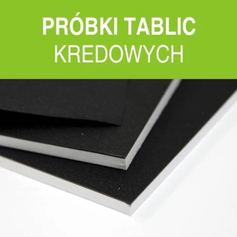 Komplet próbek tablicy kredowej - Wzór graficzny. Trzy prostokątne próbki w kolorze czarnym z białymi krawędziami