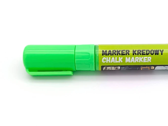 Marker kredowy Toma TO291 - 8x5mm - Wzór graficzny. Zielony kolor, prostokątny kształt, widoczna końcówka i klips
