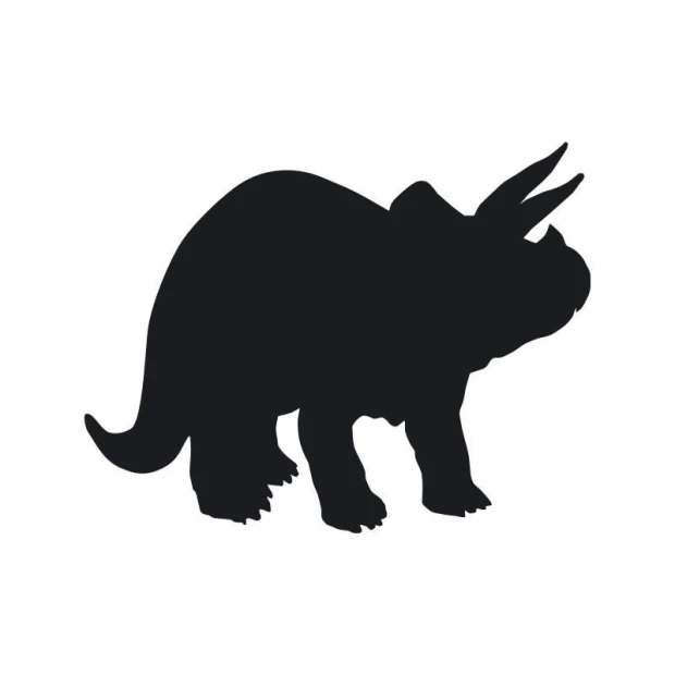 Naklejka kredowa w kształcie dinozaura triceratopsa pokazana jako sam wzór na białym tle
