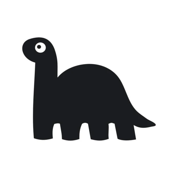 Naklejka kredowa dinozaur 201 - Wzór graficzny. Grafika przedstawia dinozaura w formie czarnej sylwetki z dużą głową