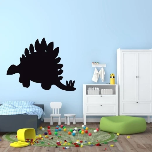 Naklejka kredowa w kształcie dinozaura stegozaura naklejona na ścianę