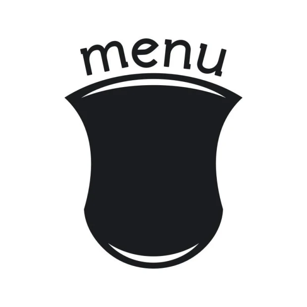 Naklejka kredowa menu 203 - Wzór graficzny. Grafika przedstawia czarny kształt z napisem menu u góry