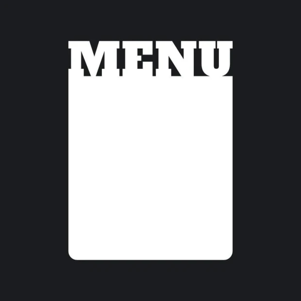 Tablica suchościeralna menu 202 - Wzór graficzny. Prosta forma z napisem MENU na górze. Biała powierzchnia
