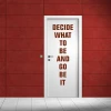Naklejka decide what to be 1951 - Aranżacja w przedpokoju. Czerwone ściany i biała drzwi z napisem