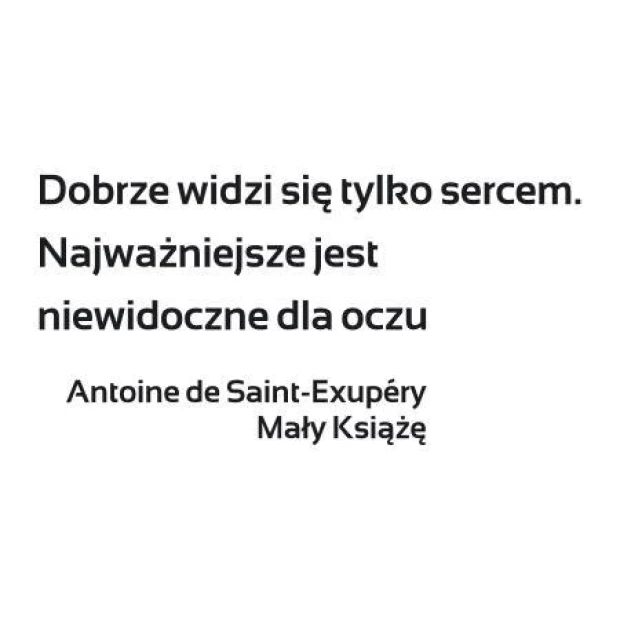 Naklejka dobrze widzi się tylko sercem 1970 - Wzór graficzny. Tekst w czarnym kolorze na białym tle