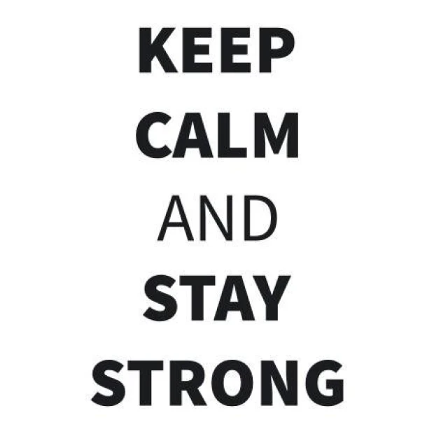 Naklejka keep calm and stay strong 1945 - Wzór graficzny. Duże, czarne litery na białym tle