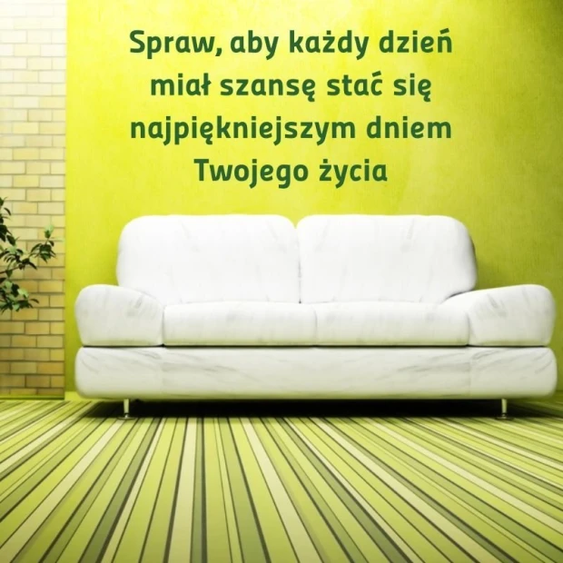 Naklejka spraw aby każdy dzień 1971 - Aranżacja w salonie. Zielone ściany i podłoga w poziome pasy