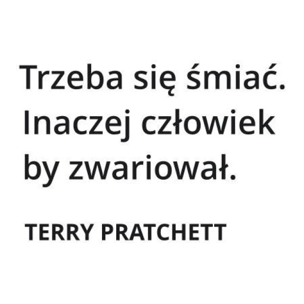 Naklejka trzeba się śmiac 1965 - Wzór graficzny. Tekst w dużych czarnych literach na białym tle