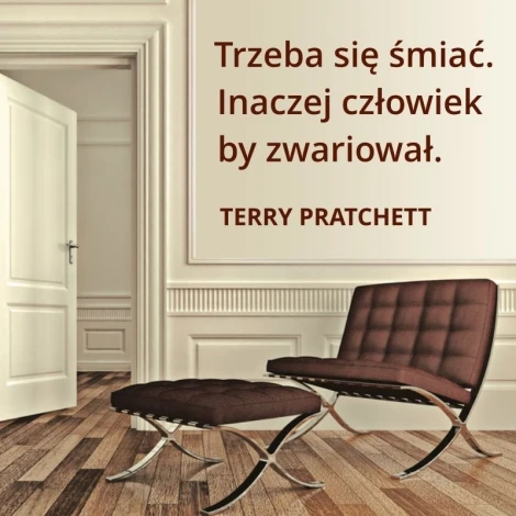 Naklejka trzeba się śmiac 1965 - Aranżacja w salonie. Jasne ściany, drewniana podłoga, nowoczesne meble