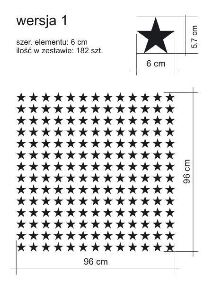 Naklejki gwiazdki 5-ramienne zestaw 1989 - Wzór graficzny. Zestaw składa się z wielu czarnych gwiazdek o pięciu ramionach