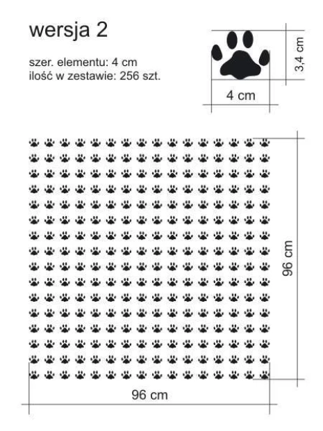 Naklejki ślady kota zestaw 1979 - Wzór graficzny. Czarne odciski łap na białym tle w regularnym układzie