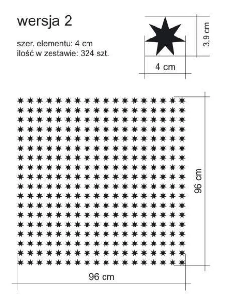 Naklejki gwiazdki 7-ramienne zestaw 1987 - Wzór graficzny. Czarna grafika gwiazdek na białym tle, układ regularny