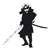 Naklejka samuraj 2076 - Wzór graficzny. Postać samuraja w czerni z mieczem, z wyrazistymi detalami na hełmie