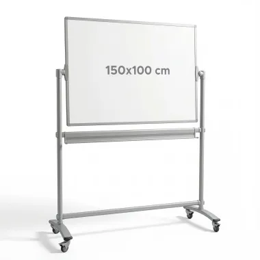 Tablica obrotowo-jezdna 150x100cm Standard - Aranżacja w biurze. Ściany w jasnym kolorze, minimalistyczny styl