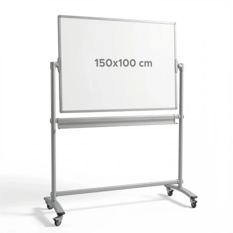 Tablica obrotowo-jezdna 150x100cm Standard - Aranżacja w biurze. Ściany w jasnym kolorze, minimalistyczny styl