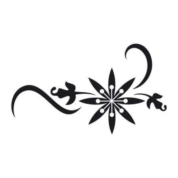 Naklejka dekoracyjna ornament roślinny 2129 - Wzór graficzny. Zawiera kwiaty, liście i spirale w czarnym kolorze
