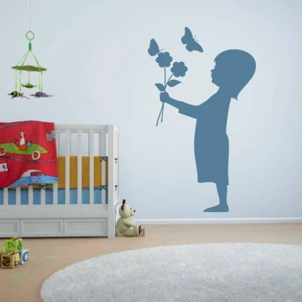 Naklejka dziewczynka z kwiatkami 2140